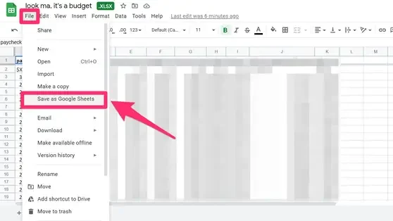 Once its open in Google Sheets go to File and then Save as Google Sheets edited