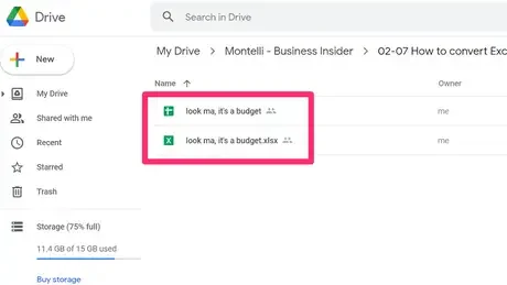 Your Excel file is now a Google Sheets document which will be shown separately from the original Excel file edited