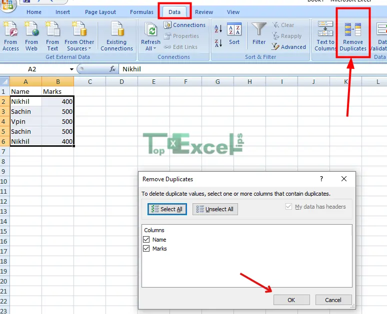 this image show the process of Selecting Column