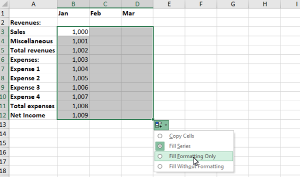 this image shows the fourth steps on How to Copy Formatting With the Fill Handle