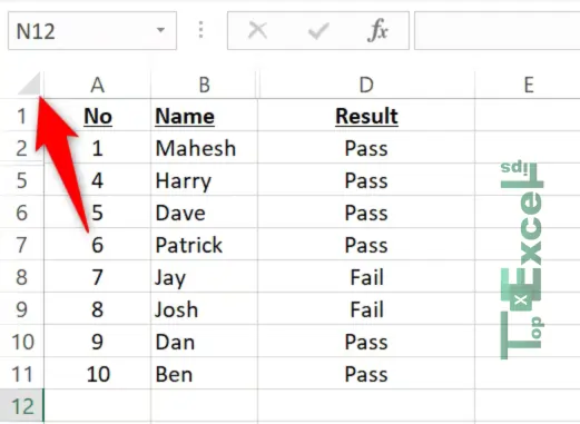 this image shows the process of How to Unhide All Rows in Excel With a Shortcut